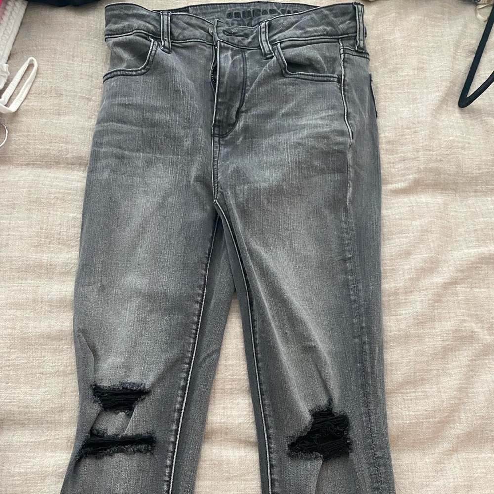 AE Grey Ripped Skinny Jeans